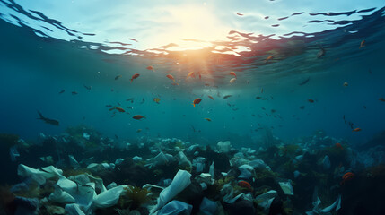 Fototapeta na wymiar Oceans polluted by plastic waste