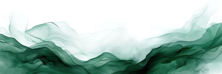 Abstract watercolor paint background dark Green gradient color with fluid curve lines texture 