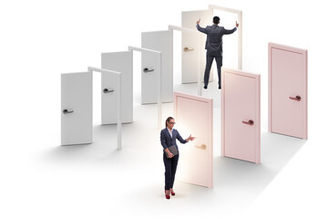 Business people and many doors of opportunities
