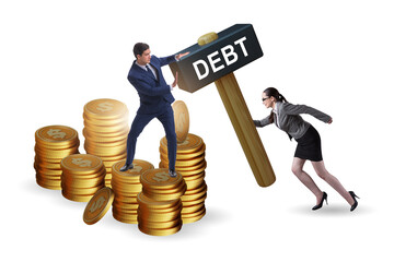 Businessman in loan and debt concept