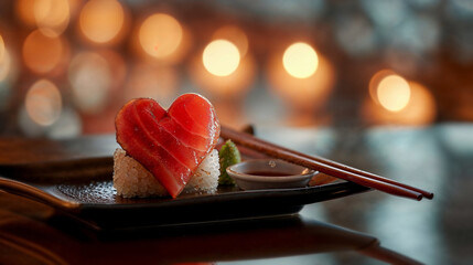 love heart shaped shushi roll for the passion and love of japanese sushi maki foor or fine dining