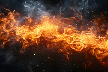 Fotobehang Fire flames on black background © Gonzalo
