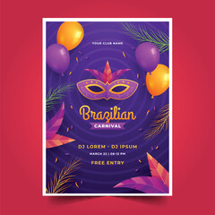 gradient brazilian carnival vertical flyer template design vector illustration
