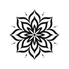 mandala black and white flower ornament vector illustration isolated transparent background logo, cut out or cutout t-shirt print design