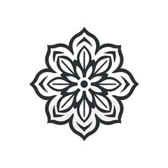mandala black and white flower ornament vector illustration isolated transparent background logo, cut out or cutout t-shirt print design