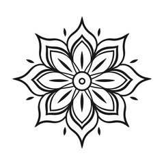 mandala black and white flower ornament vector illustration isolated transparent background logo, cut out or cutout t-shirt print design