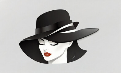 Sexy, elegant and glamour lady in black hat icon. Vector on isolated white background. EPS 10.