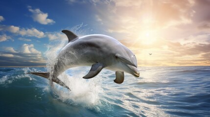 Dolphin in the sea. Neural network AI generated art