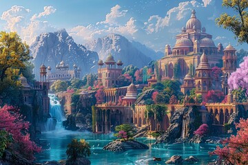 Step into the legendary paradise of Xanadu, where opulence and beauty converge in a utopian landscape of grand palaces, lush gardens, and intricate waterways. Experience timeless splendor amidst majes