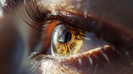 Close-up background of eye and eyelashes. High quality photographic image. Template for a medical article.