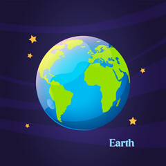 Colorful cartoon Earth planet.
