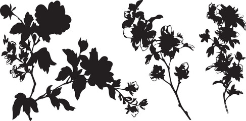 Set Flowers. Hand drawn vector illustration