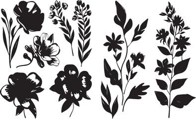 Set Flowers. Hand drawn vector illustration