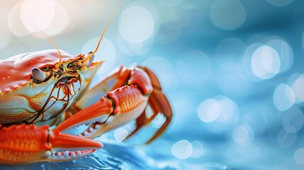 Gros plan sur un crabe rouge dans l'eau de la mer » IA générative