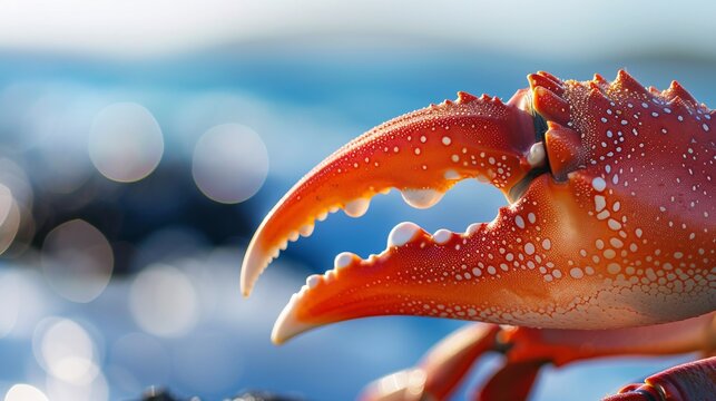 Gros plan sur la pince d'un crabe rouge sur une plage &raquo; IA g&eacute;n&eacute;rative