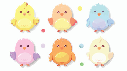Bird icon set. Cute kawaii cartoon funny baby