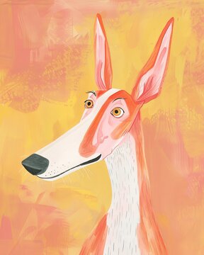 Ibizan Hound Boho Dog Nursery Artwork Whimsical Dog Illustration