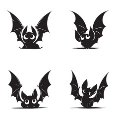 Collection of cartoon bat. Vector illustration