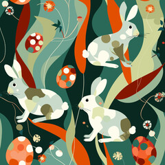 Easter Bunnies and Pastel Eggs Banner