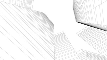 Fototapeta premium Architecture building 3d. Concept sketch.