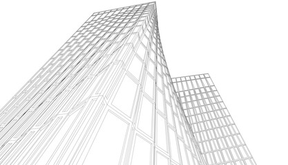 Architecture building 3d. Concept sketch.