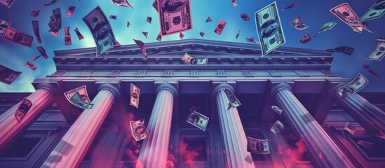USA White House White House in Washington D.C with dollar money. Generated AI image - obrazy, fototapety, plakaty