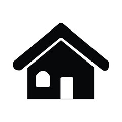Home icon. House symbol with door and window. Black building logo silhouette. Isolated on white background. Vector illustration. Eps file 474.