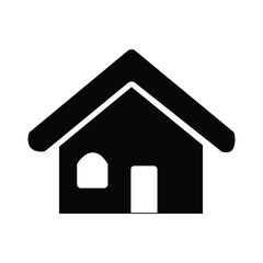Fototapeta premium Home icon. House symbol with door and window. Black building logo silhouette. Isolated on white background. Vector illustration. Eps file 474.