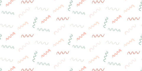 Funny colorful doodle seamless pattern, Baby neutral print in bright colors, yellow, green. Naive style. Simple childish scribble wallpaper print, perfect for the nursery, baby shower, textiles	
