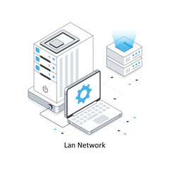 Lan network isometric stock illustration. EPS File stock illustration