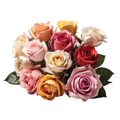 bouquet of multi color  roses isolated