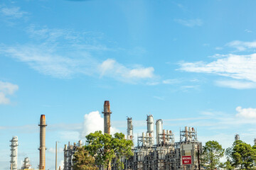 view to Lake Charles petrochemical Industry complex in Louisiana