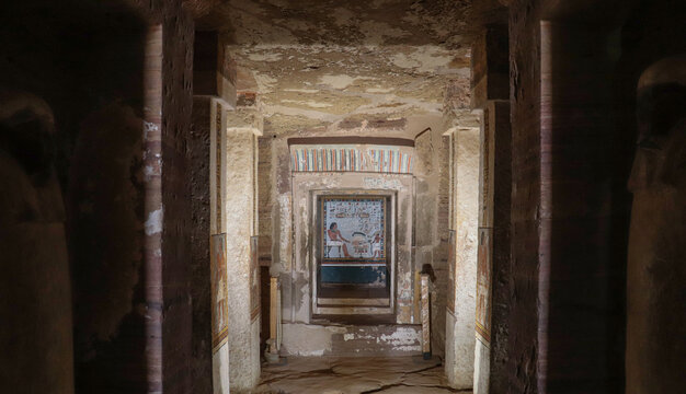 interior of tombs of the Nobles in Aswan, Egypt