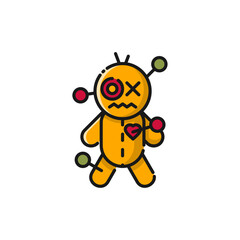 Voodoo Doll Lineal Icon - Halloween Elements Icon Vector Illustration.