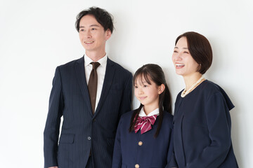 家族　親子　新入生　記念撮影