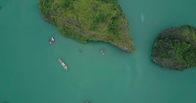 Vietnam travel destination. Tour tourism exploring. Beautiful landscape Halong Bay view from adove the Bo Hon Island. Halong Bay is the UNESCO World Heritage Site, beautiful natural, northern Vietnam