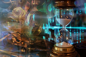 Hourglass on Digital Background