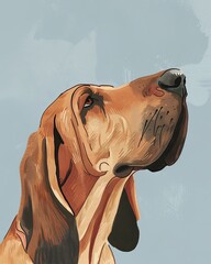 bloodhound dog Boho Dog Nursery Artwork Whimsical Dog Illustration - obrazy, fototapety, plakaty