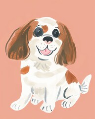 cavalier king charles spaniel Boho Dog Nursery Artwork Whimsical Dog Illustration