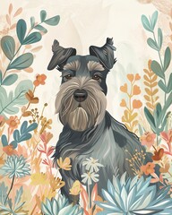 cesky terrier Boho Dog Nursery Artwork Whimsical Dog Illustration