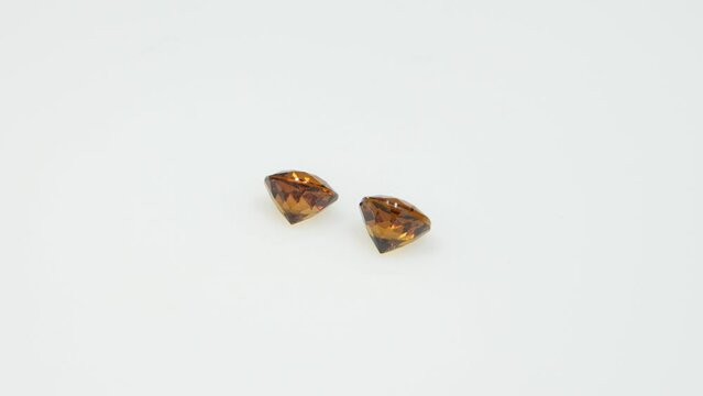 natural brown mali garnet on the white background