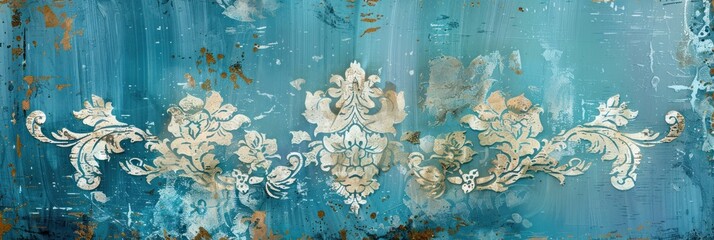 Azure vintage background, antique wallpaper design