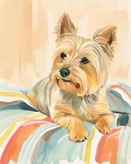 silky terrier Boho Dog Nursery Artwork Whimsical Dog Illustration