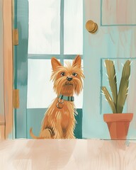 silky terrier Boho Dog Nursery Artwork Whimsical Dog Illustration