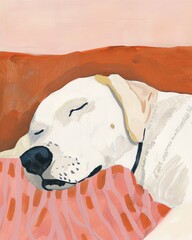 white labrador Boho Dog Nursery Artwork Whimsical Dog Illustration