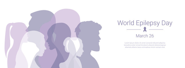 Epilepsy Day banner. Vector illustration with silhouettes of people.