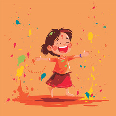 Vector illustration kids playing colors
