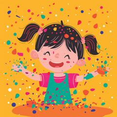 Vector illustration kids playing colors