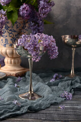 Spring background with lilac bouquets