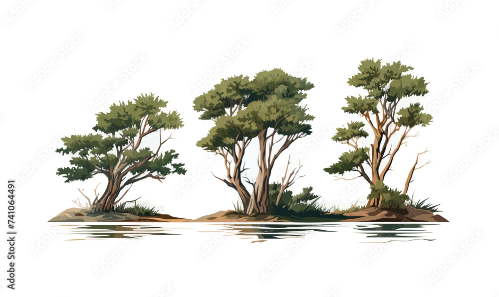 Aufkleber marsh trees set isolated vector style with transparent background illustration
